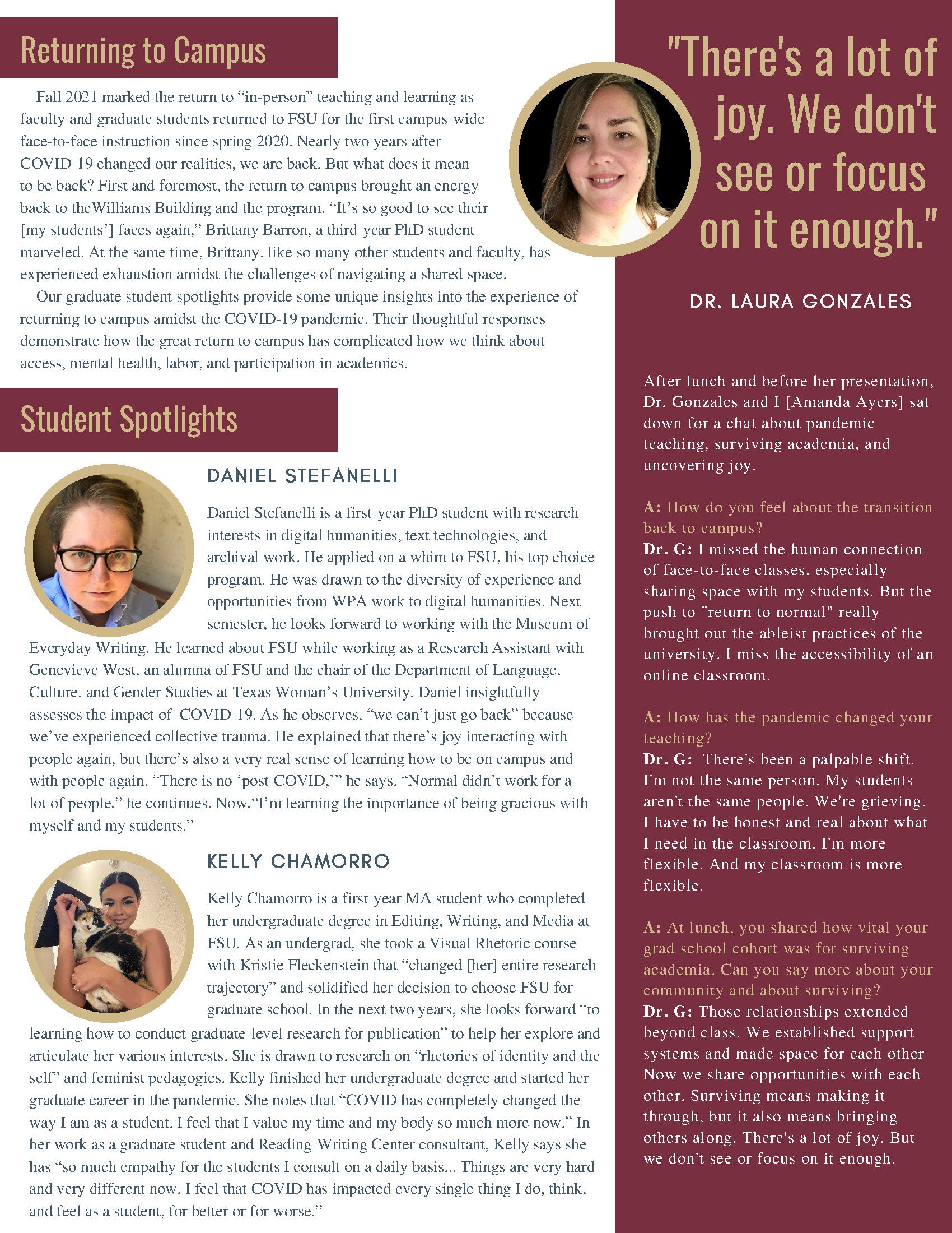 FSU Rhetoric and Composition Program Newsletter, Fall 2021