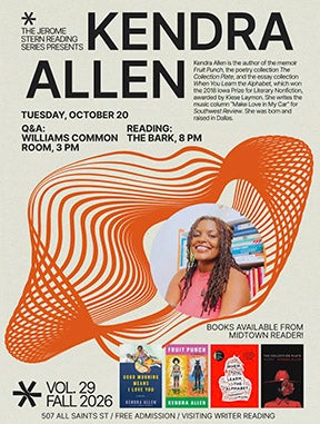 Flyer for Kendra Allen reading