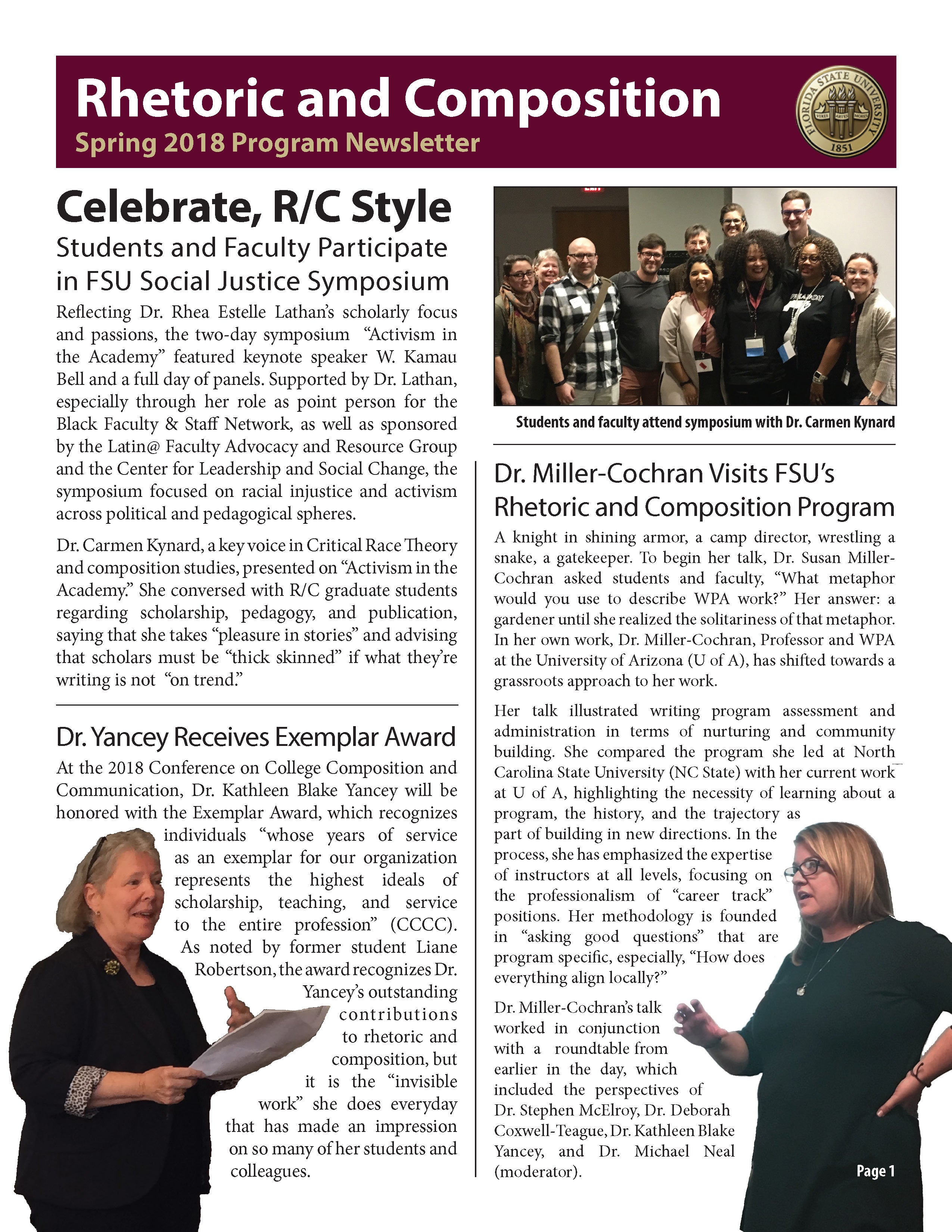 FSU Rhetoric and Composition Program Newsletter, Spring 2018