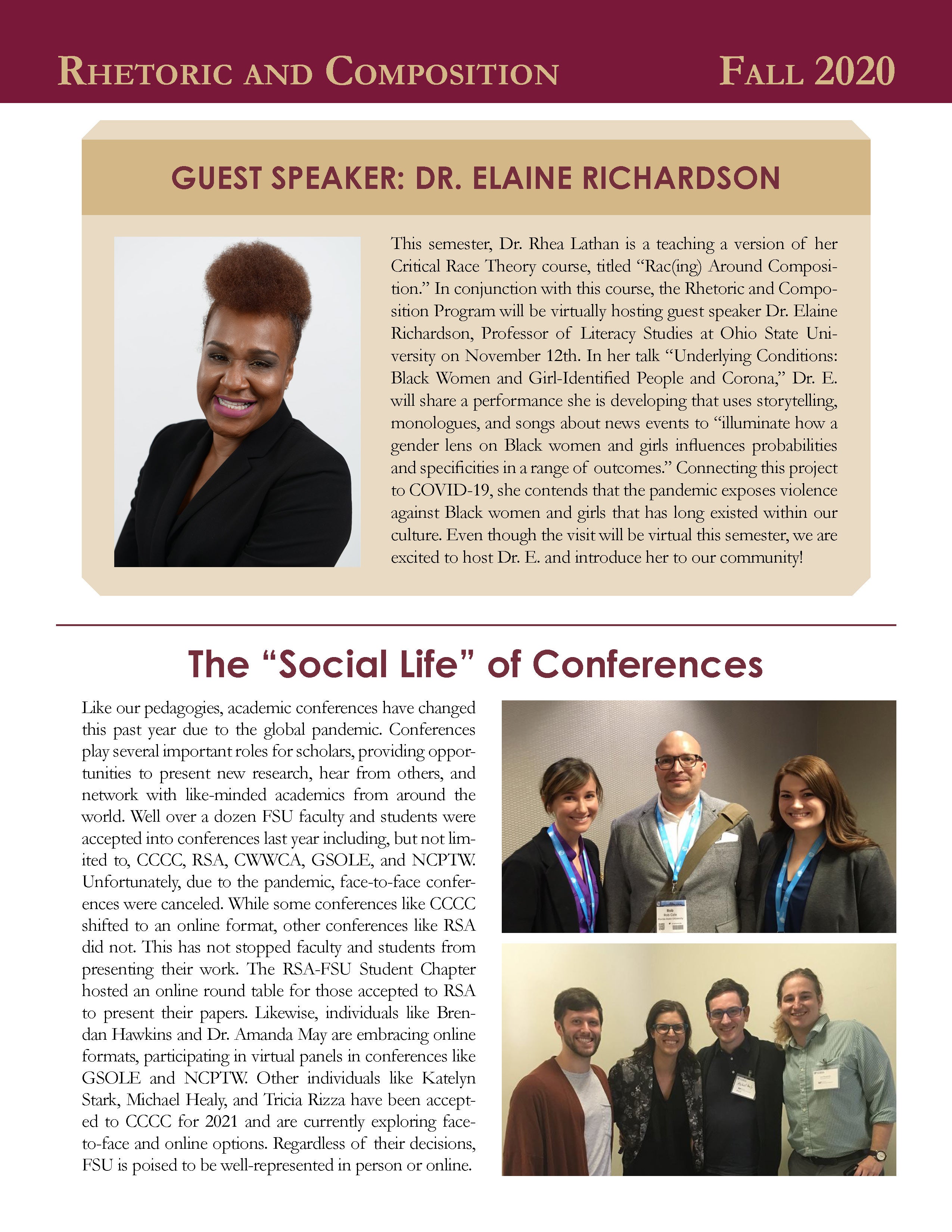 FSU Rhetoric and Composition Program Newsletter, Fall 2020