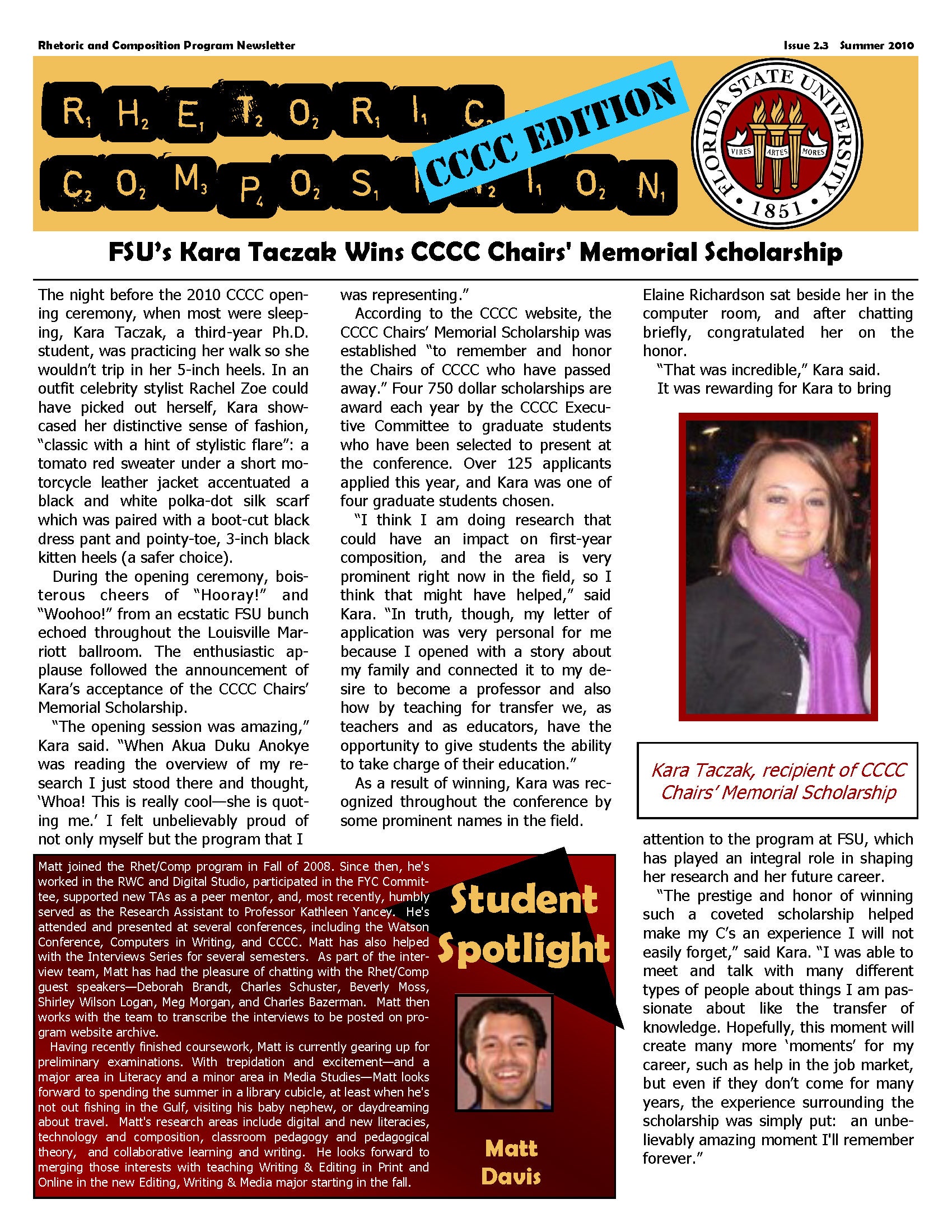 Rhetoric and Composition Program Newsletter, Summer 2010