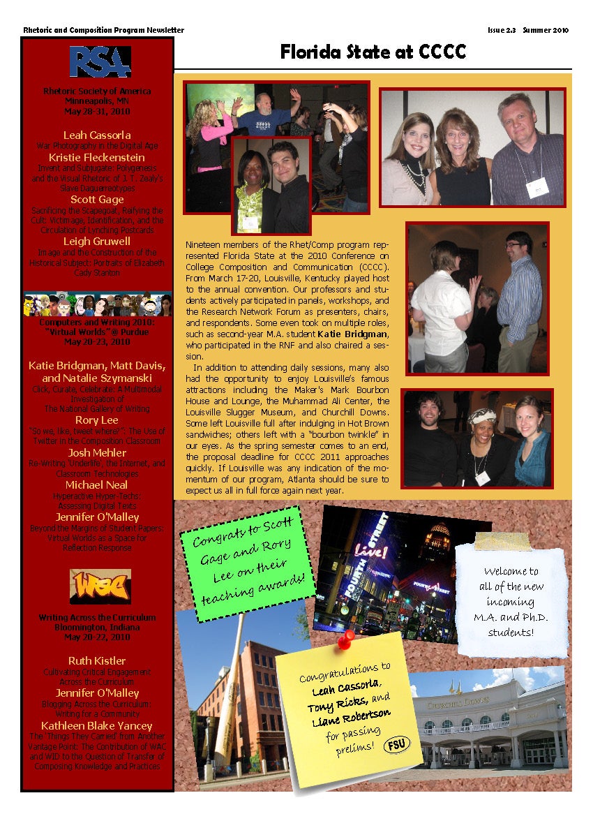Rhetoric and Composition Program Newsletter, Summer 2010