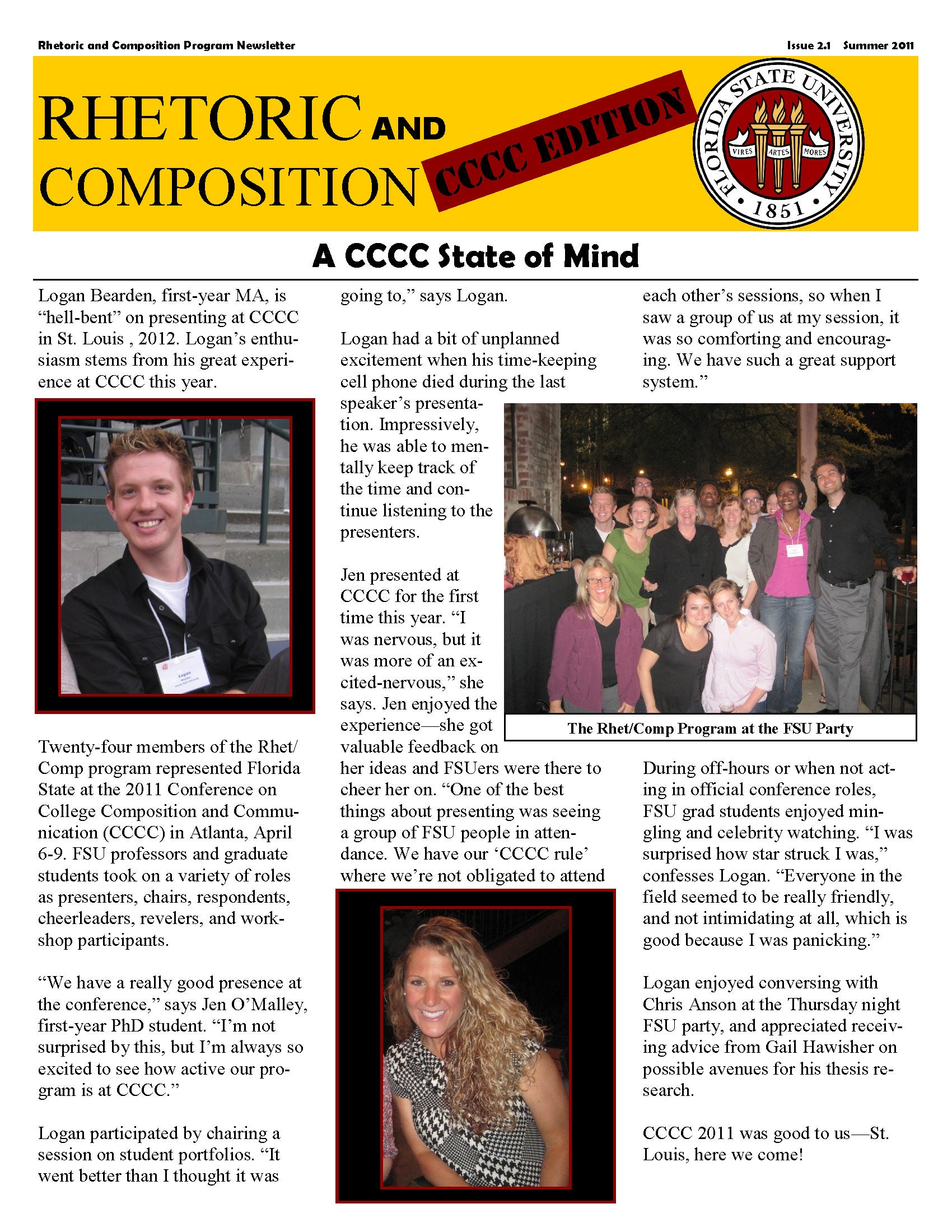 FSU Rhetoric and Composition Program Newsletter, Summer 2011