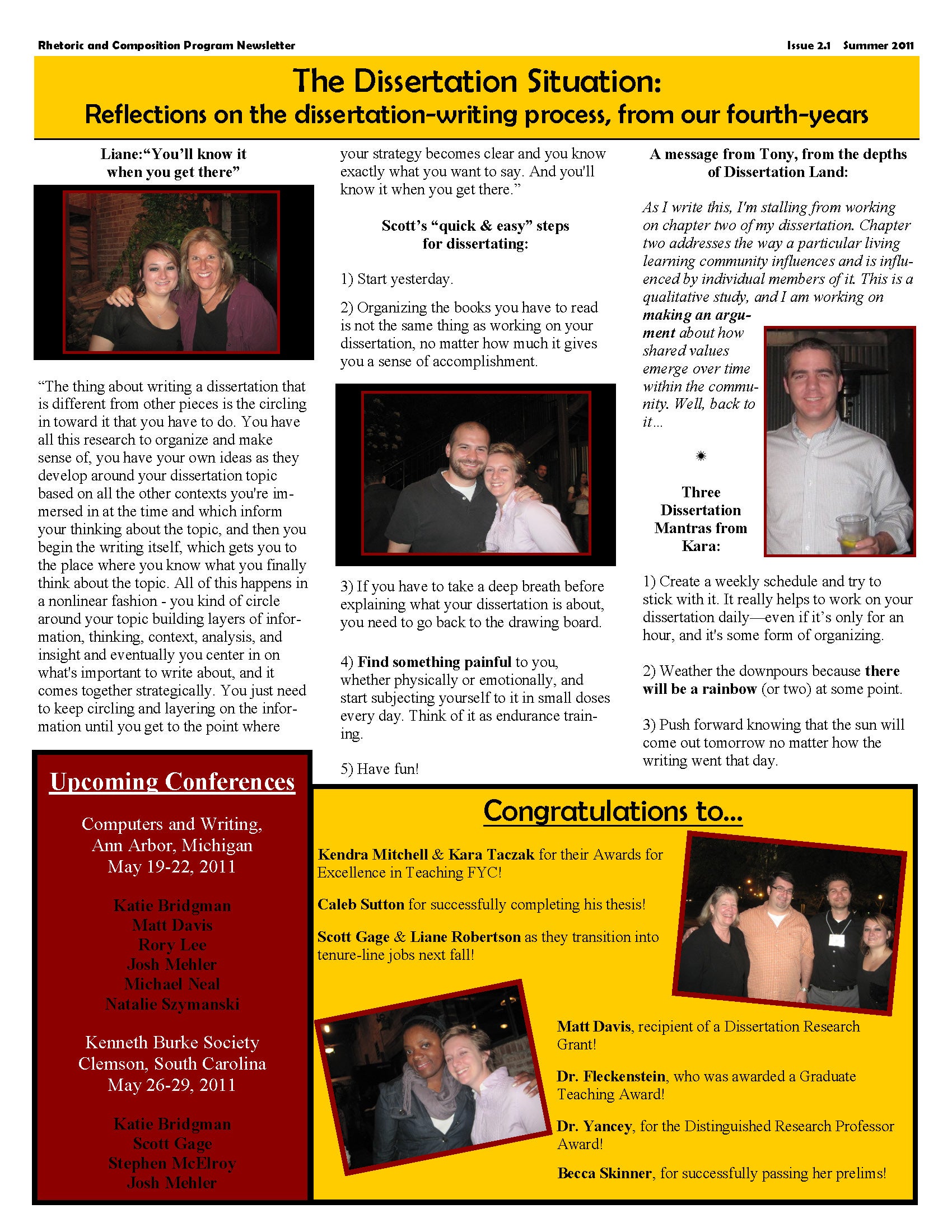 FSU Rhetoric and Composition Program Newsletter, Summer 2011