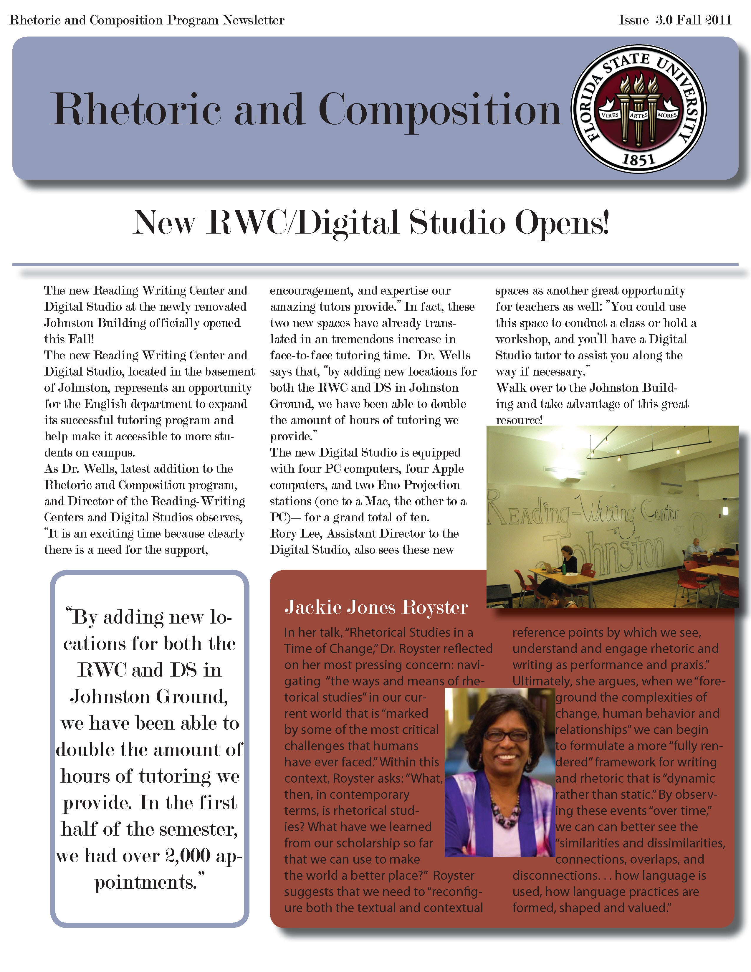 FSU Rhetoric and Composition Program Newsletter, Fall 2011