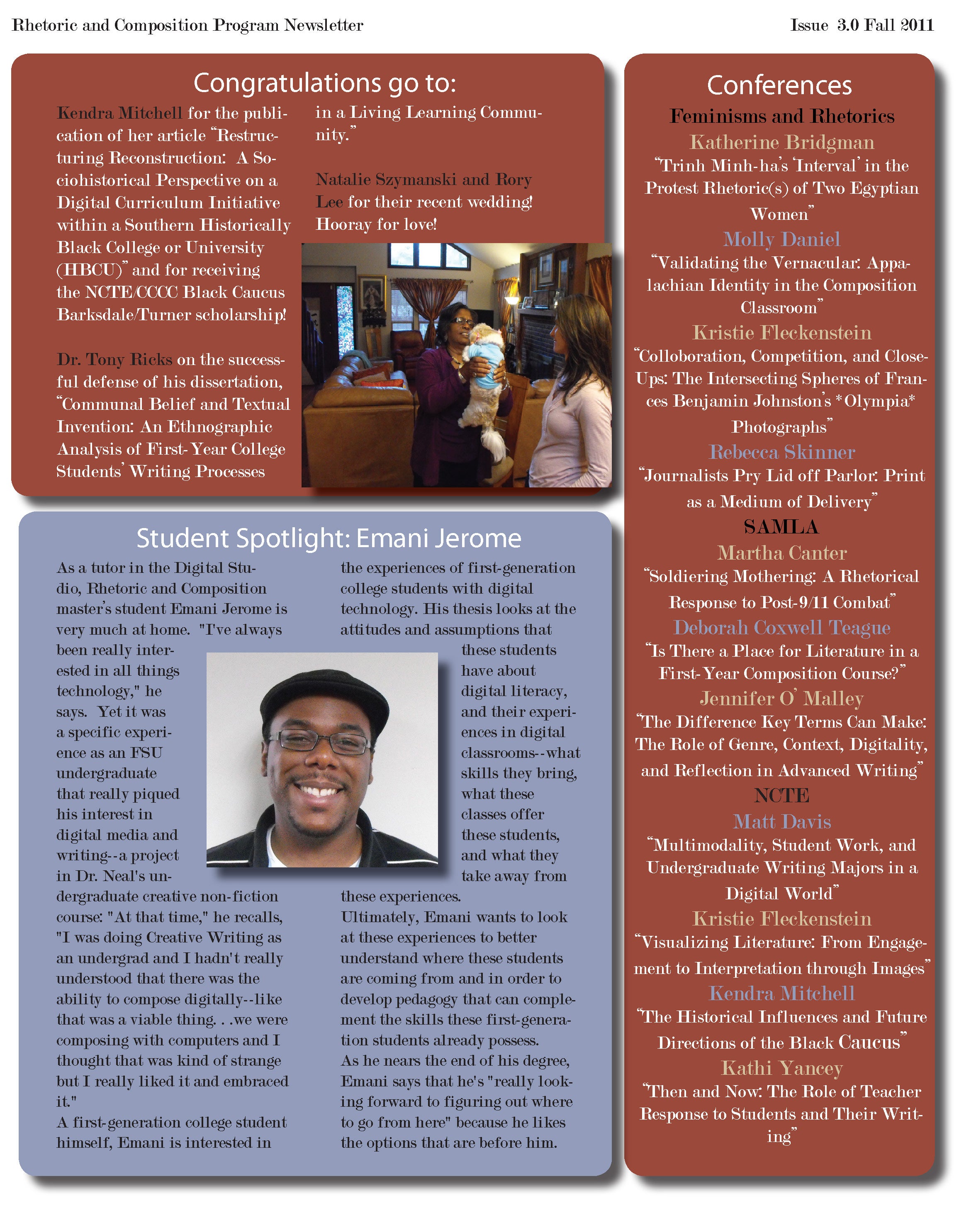 FSU Rhetoric and Composition Program Newsletter, Fall 2011