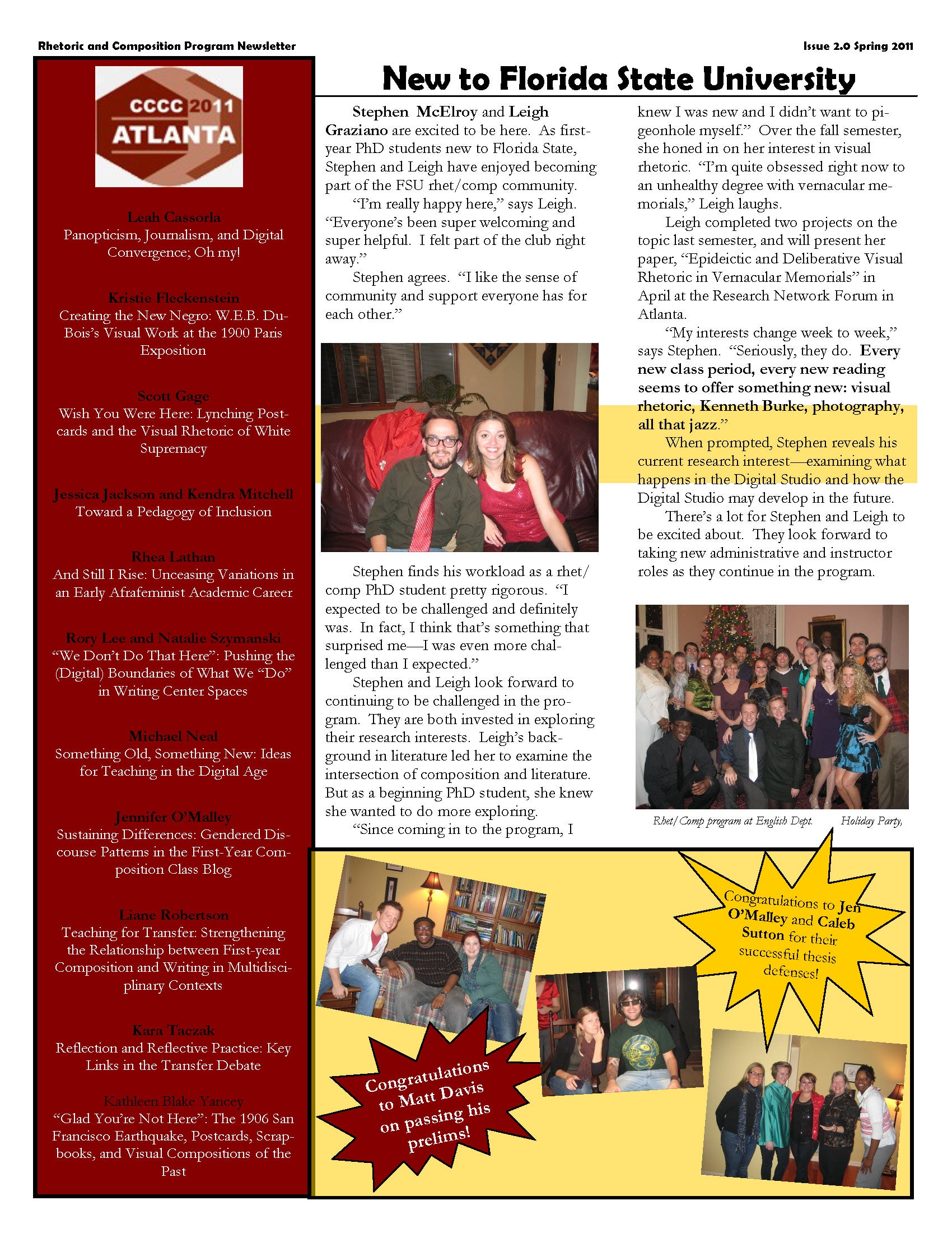 FSU Rhetoric and Composition Program Newsletter, Spring 2011