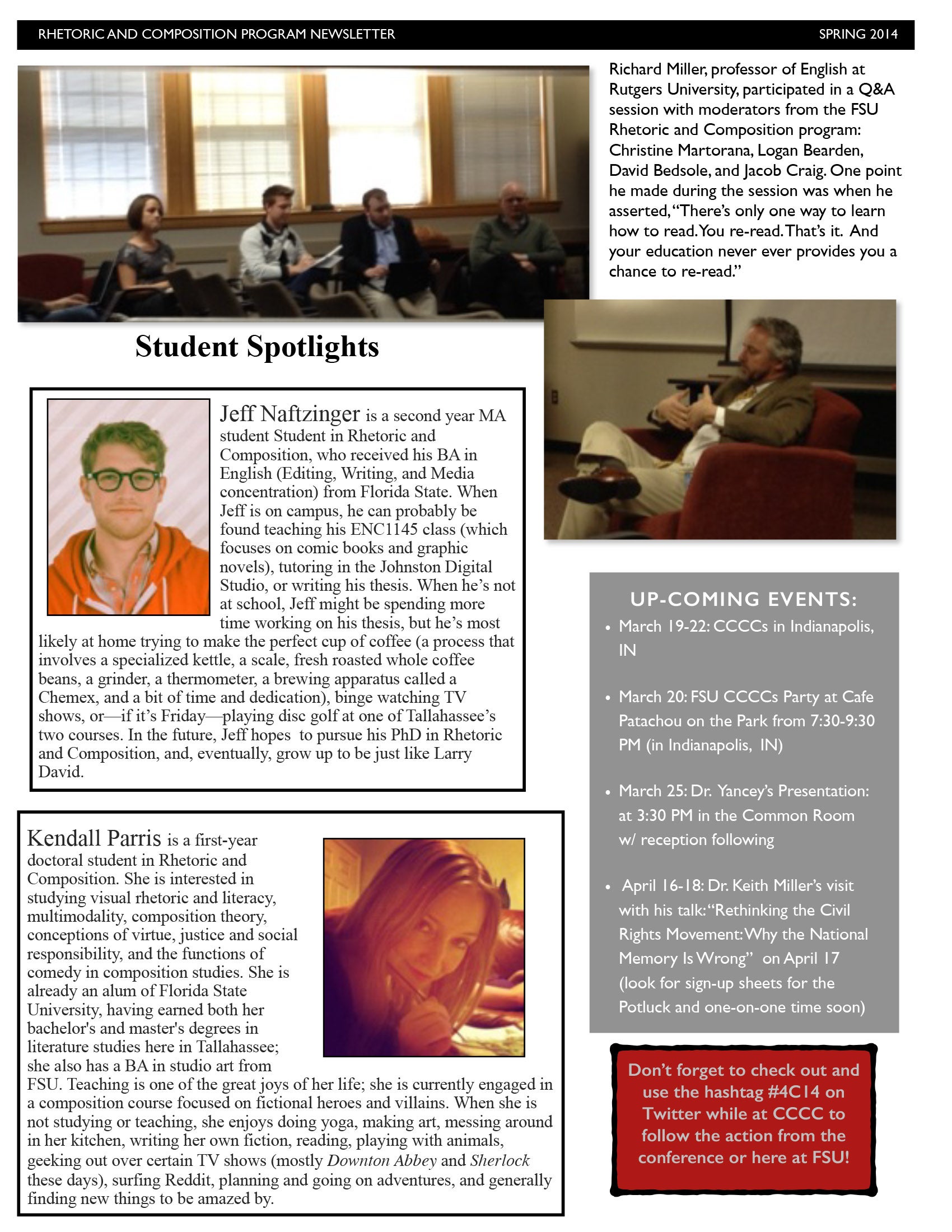 FSU Rhetoric and Composition Program Newsletter, Spring 2014