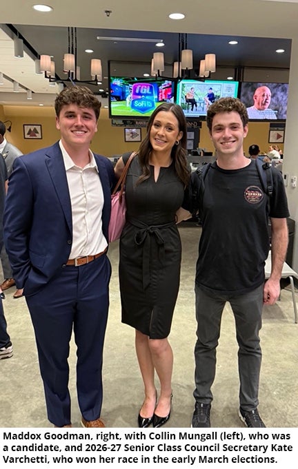 Maxwell Goodman with Collin Mungall and Kate Varchetti on election night